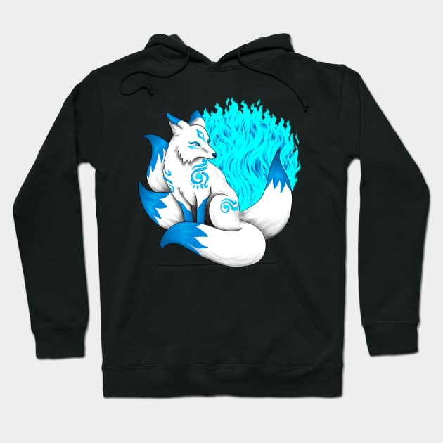 Aqua Blue Kitsune Fox Hoodie by Lady Lilac